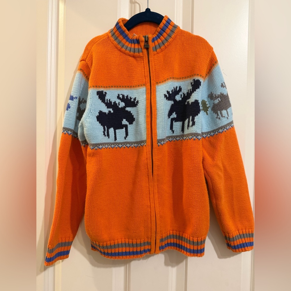 Hanna Andersson boys zip up moose sweater